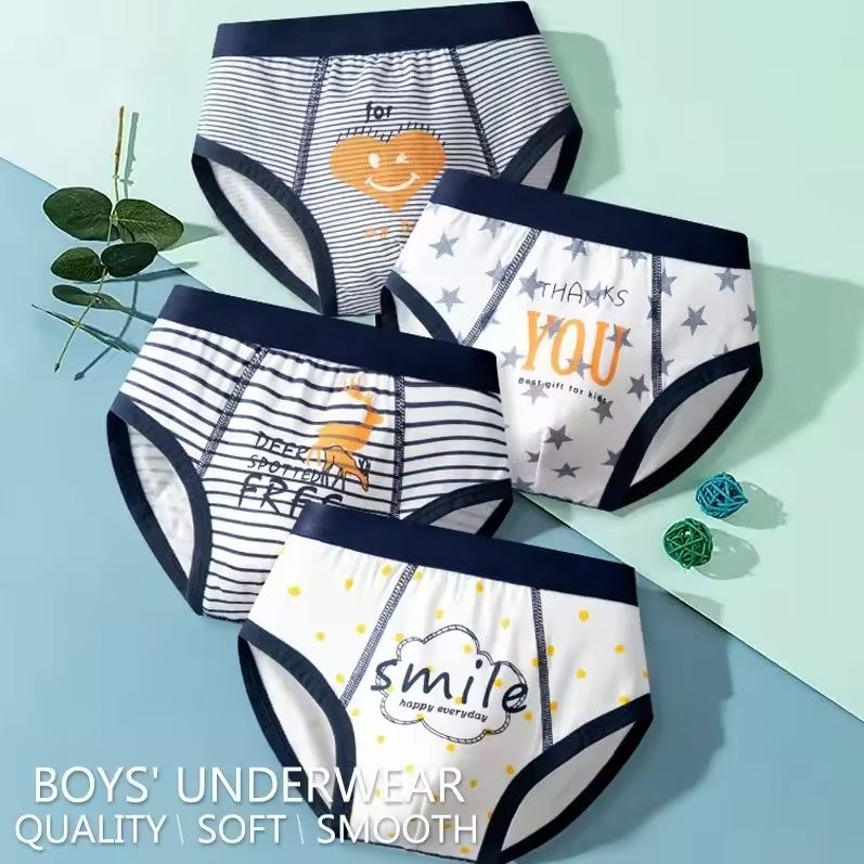 4PCS Boys Cotton Boxer Briefs