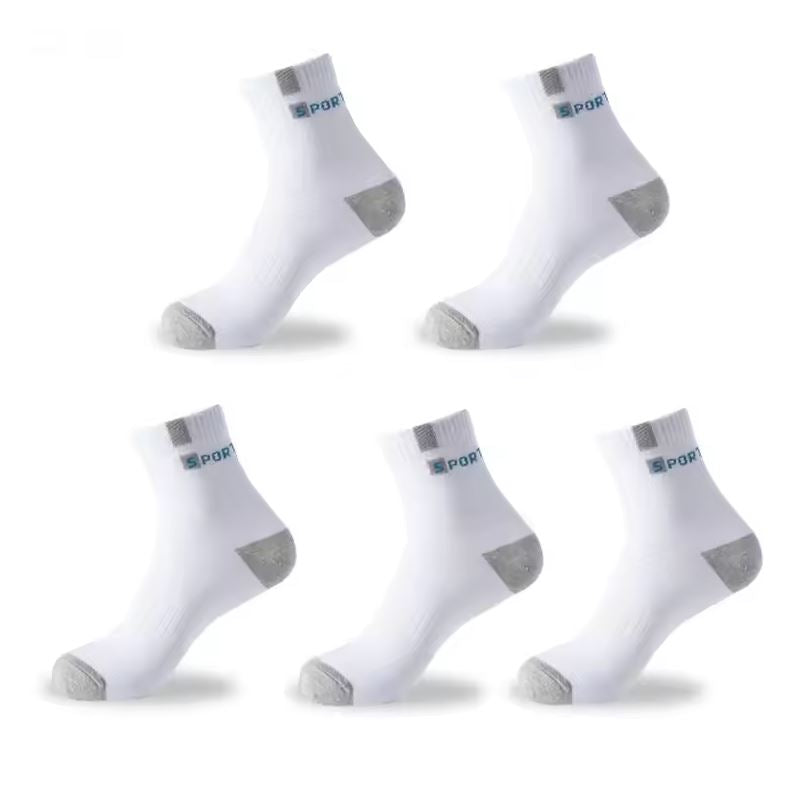 5 Pairs Men's Breathable Cotton Sports Socks