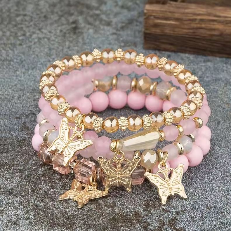 4Pcs Boho Butterfly Beaded Bracelet Set