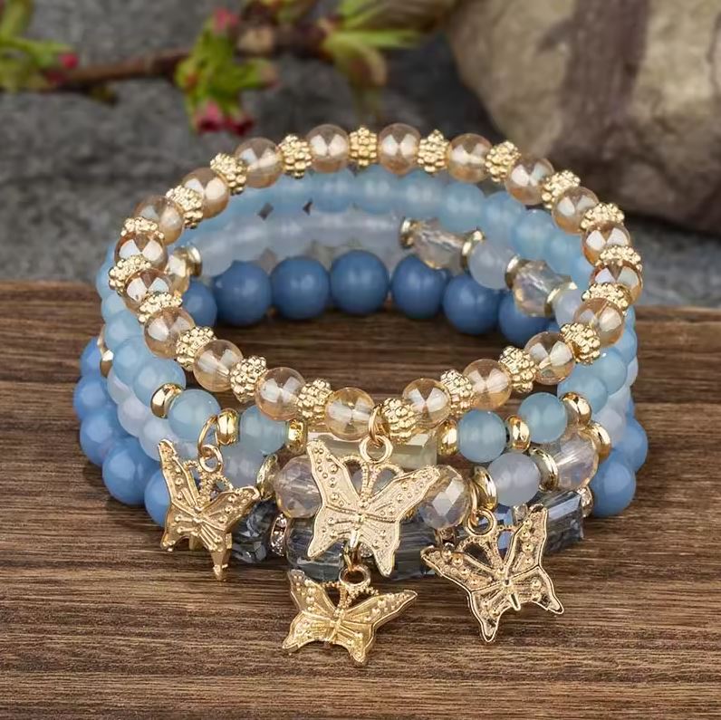 4Pcs Boho Butterfly Beaded Bracelet Set