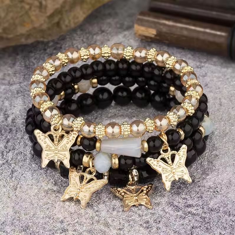 4Pcs Boho Butterfly Beaded Bracelet Set