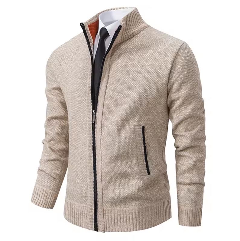 Michael Casual Fleece Zipper Cardigan