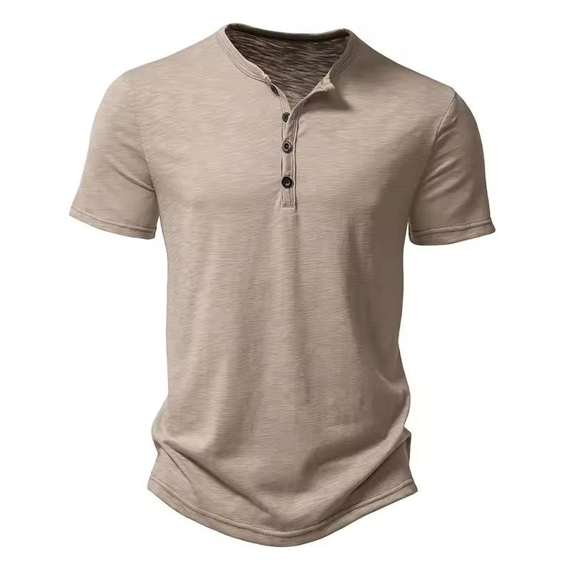 Paul Henley Collar Cotton T-Shirt