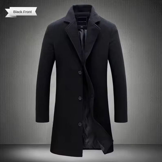 Robert Slim Fit Long Cotton Wool Blend Jacket