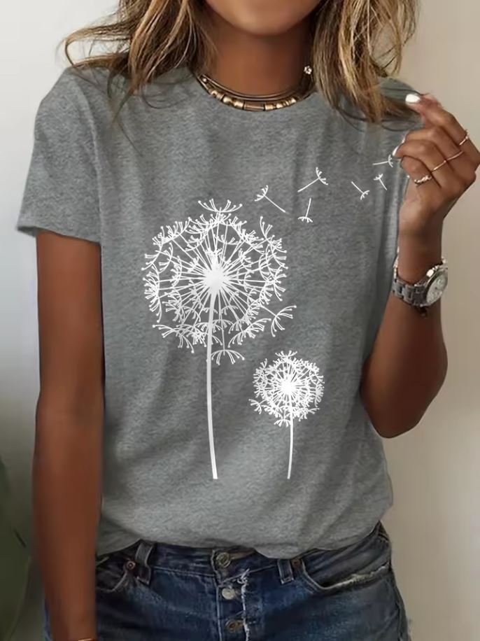 Jennifer Dandelion Print Crew Neck T-Shirt