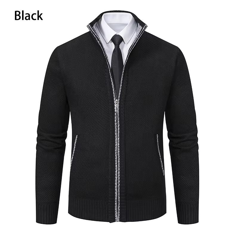 Michael Casual Fleece Zipper Cardigan