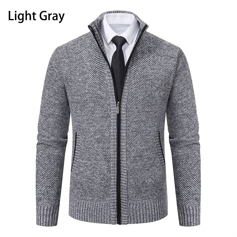 Michael Casual Fleece Zipper Cardigan