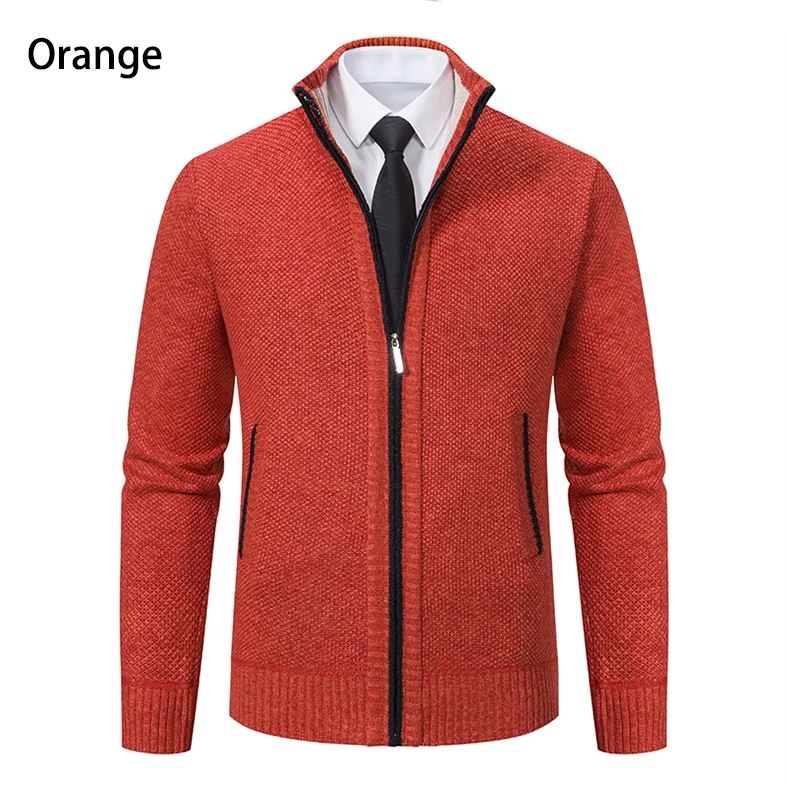 Michael Casual Fleece Zipper Cardigan